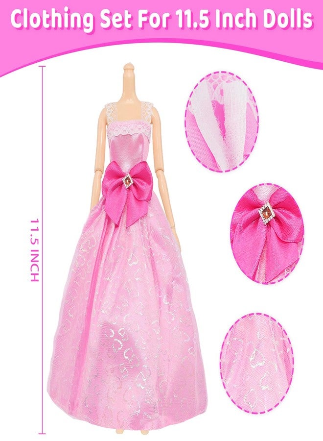 Ecore Fun 101 Pcs Doll Clothes and Accessories Set for 11.5 Inch Dolls - 5 Wedding Gowns 12 Fashion Dresses 2 Tops 2 Pants 2 Swimsuits 10 Shoes and Other Accessories Dress up Toys for Girls Kids - Image 3